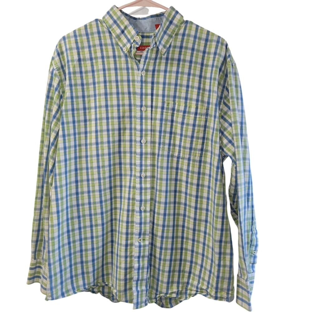 IZOD long sleeve checkered button-down shirt Size L